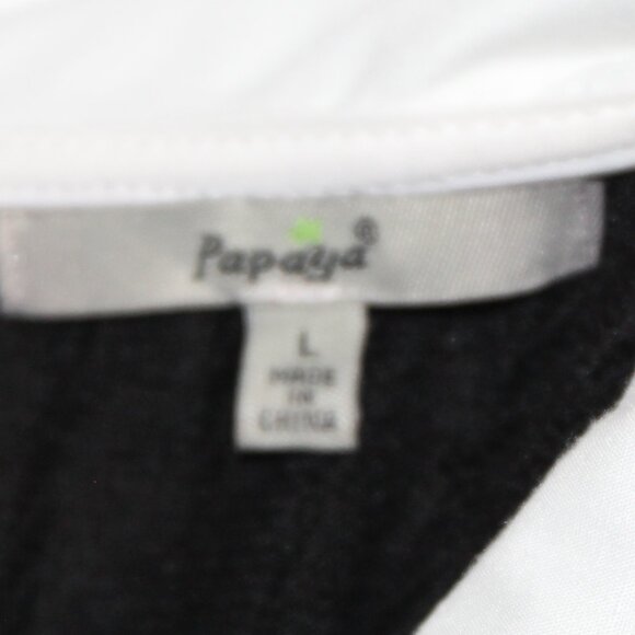 Papaya Brand Peter Pan Collar Black Knit Vest Layered Top Women's Large - Picture 8 of 8